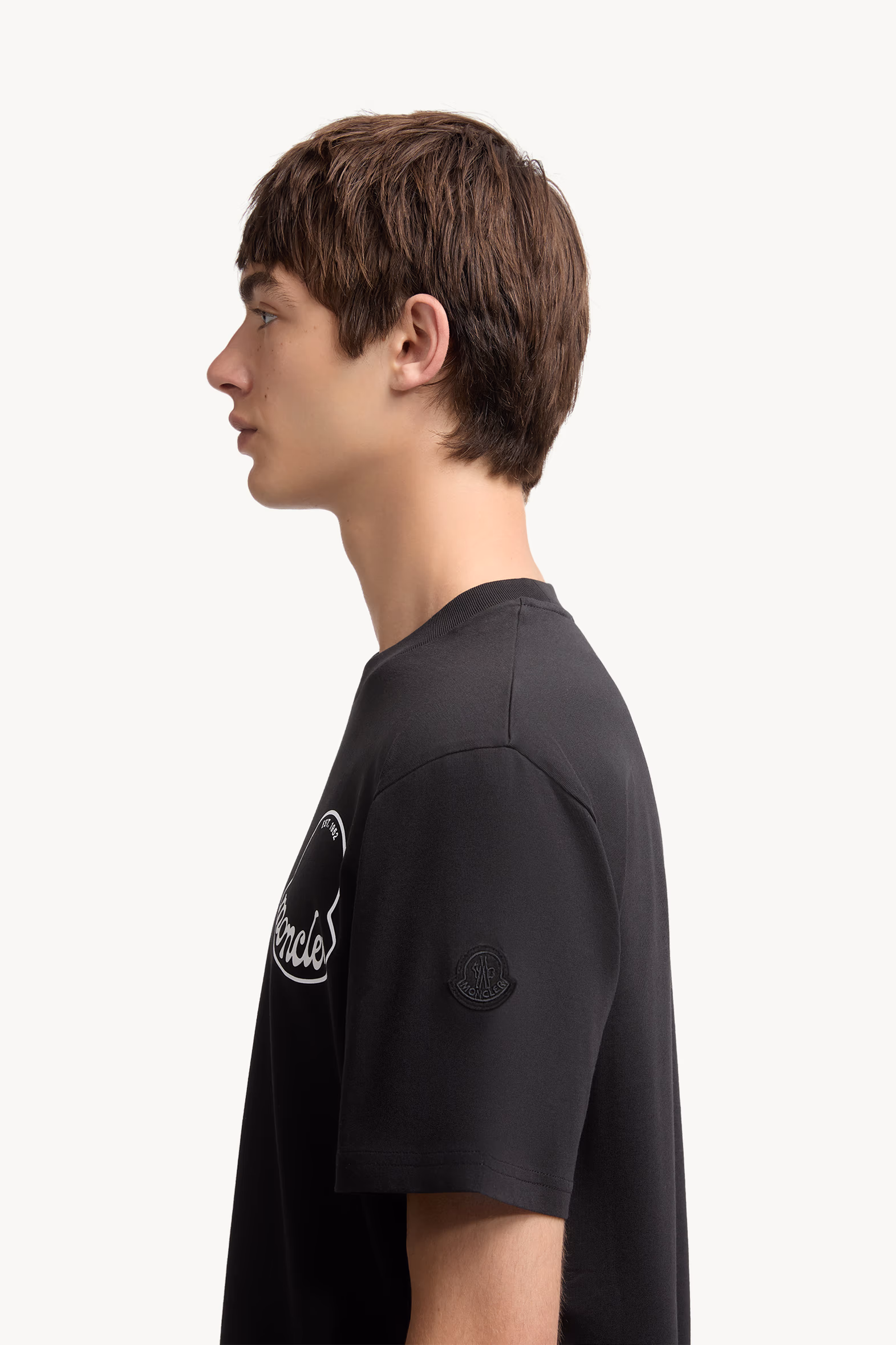 Logo Cotton T-Shirt Men Black Moncler 4